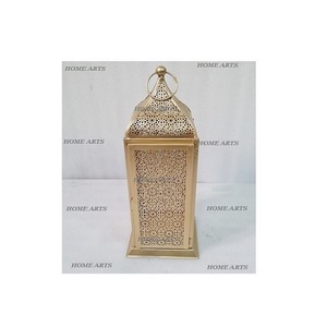 Lanterne en fer et verre bleu, lanterne décorative de table de mariage, qualité exclusive, taille personnalisée - Product Image 6