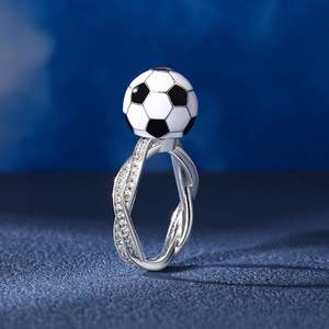 Bague de football rotative en argent sterling plaqué or rose - Style éternité tendance - Product Image 5