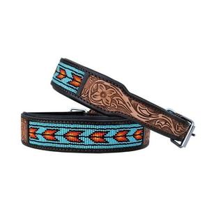 Collar de perro de cuero hecho a mano con múltiples cuentas, diseño trenzado étnico tribal, ajustable y duradero. - Product Image 2