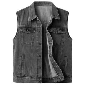 Chaleco Vaquero sin Mangas para Hombre, de Algodón Lavado, con Botones al Frente, Informal, Transpirable, Ligero, para Otoño, Color Sólido - Product Image 3