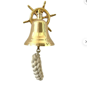 Campana de Barco Antigua de Latón Macizo de Alta Calidad, Campana Náutica Vintage Personalizada, Decoración de Pared Vintage con Ancla Colgante - Product Image 2