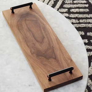 Bandeja rectangular de madera con diseño personalizado, acabado natural, tamaño estándar para el hogar y la boda, bandeja para servir comida hecha a mano - Product Image 1