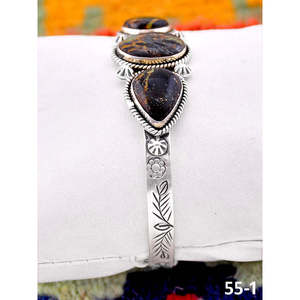 Southwest Handmade Black Jack Turquoise Sterling Silver Fashion Cuff Bracelet Elegant Black Jack Turquoise Silver Cuff for Women - Product Image 2