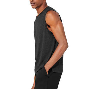 Camiseta sin mangas elástica para hombre, camisetas sin mangas para correr, camisetas sin mangas de entrenamiento para hombre, camisetas sin mangas para Fitness, camisetas sin mangas de algodón peinado - Product Image 3
