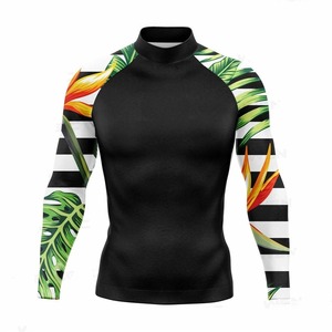 Traje de baño de surf de una pieza con patrón sólido de manga larga para hombre, protección UV, mallas de natación, camisa para surf y buceo - Product Image 3