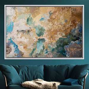 Art mural abstrait brun moderne : élégante œuvre d'art imprimée sur toile, toile encadrée blanche - Product Image 1