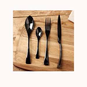 Ensemble de couverts en acier inoxydable fini noir brillant élégant fait à la main Design de poignée unique Couverts royaux pour restaurants et hôtels - Product Image 1