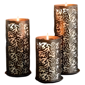 Porte-bougie en métal blanc avec découpes en cuivre |   Jars à bougies décoratifs en dentelle pour la décoration de la maison, de l'hôtel et des restaurants - Product Image 2