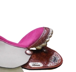 Selle de cheval western en cuir véritable de qualité supérieure, arceau en fibre de verre, équipement équestre personnalisé disponible en 15'', 16'', 17'' - Product Image 3