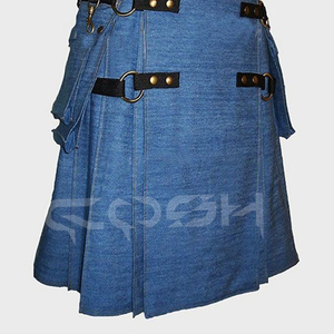 Kilt utilitario de mezclilla azul para hombre personalizado | Kilt moderno auténtico con hebillas de primera calidad y tela de alta calidad, proveedor de Kilts de utilidad - Product Image 2