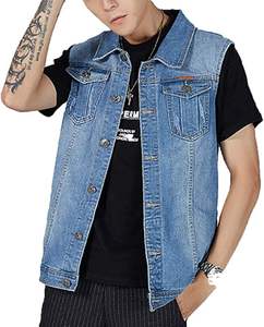 เสื้อกั๊กผ้ายีนส์สำหรับผู้ชายทันสมัยเสื้อกั๊กยีนส์วินเทจสไตล์ลำลองของตู้เสื้อผ้าที่จำเป็นสำหรับสไตล์เย็นโดยไม่ต้องออกแรง - Product Image 6