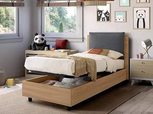 Lit Conteneur Simple, FABRIQUÉ EN ITALIE, Style Moderne avec Tête de Lit Rembourrée, Sommier à Lattes EVERGREENWEB - Product Image 2