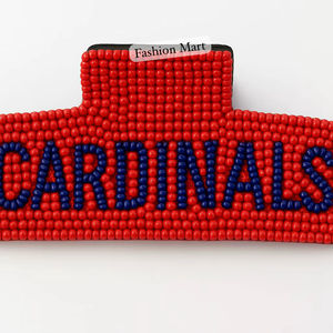 High-Quality Handmade Beaded Hair <b>Clip</b> Team Name School Colors Logo - Product Image 1
