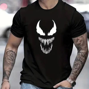 Venom Devil Face Camiseta deportiva de talla grande para hombre Impreso en 3D Patrón sólido Estiramiento Cuello redondo Camiseta de verano de moda - Product Image 5