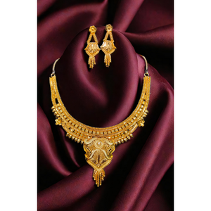 ชุดต่างหูสร้อยคอทำจากอินเดียชุบทอง22K ชุดเครื่องประดับสร้อยคอผู้หญิงดีไซน์ไม่ซ้ำใคร - Product Image 1