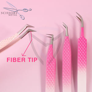 Nouvel ensemble de pinces à extensions de cils en acier inoxydable massif poli argenté, haute qualité, anti-magnétique, avec poignée diamantée - Product Image 4