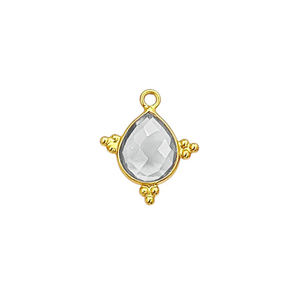 Charmes en quartz citrine fantaisie, sertis de pierres, en argent sterling plaqué or, faits à la main, pendentifs fantaisie sertis de pierres, connecteurs pour la fabrication de bijoux - Product Image 2