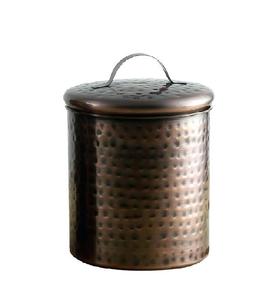 Boîte ronde galvanisée en fer avec couvercle en métal rustique vintage ferme décor de pays boîte de cuisine pour sucre café - Product Image 1