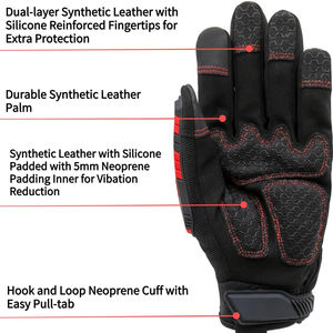 Gants d'impact TPE en cuir imperméable haute visibilité pour équipement lourd Grip amélioré Conception flexible respirante pour une efficacité - Product Image 2