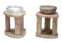 Diffuseur d'huiles essentielles en pierre de savon écologique avec bol en verre et tamis, brûleur d'aromathérapie électrique à brancher