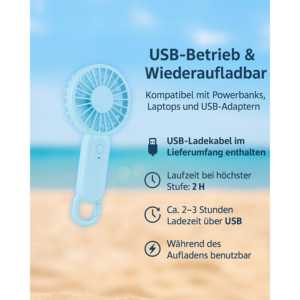 พัดลมพกพาขนาดเล็กแบบ USB 6 x 15 ซม. พัดลมมือถือปรับความเร็วลมได้สามระดับ พับเก็บได้ พร้อมระบบระบายความร้อนสำหรับใช้ในครัวเรือน - Product Image 1