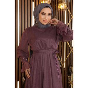 ชุดราตรีทรงเอไลน์ ElbiseStone ผ้าชีฟองประดับกลิตเตอร์และเลื่อม แขนสั้น เอวทรงเอ็มไพร์ กระโปรงยาวแบบมีชายลากพื้น เหมาะสำหรับงานปาร์ตี้ - Product Image 2