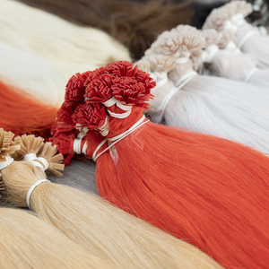 Nuevas Extensiones de Cabello Virgen Europeo de Moda, Estilo Fumi, Punta Plana, Rubio Platino Blanco, para Mujeres - Product Image 2