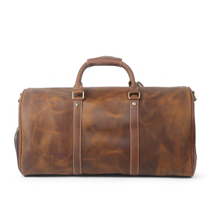 Premium Modern Genuine Leather Duffle Bag 36-55L Dark Brown Travel Weekender Unisex Zipper Lightweight Durable Carry - Product Image 4
