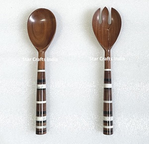 Cuillère à salade en bois d'acacia Serveur de salade personnalisé Ustensiles de cuisine personnalisés Top vente - Product Image 5