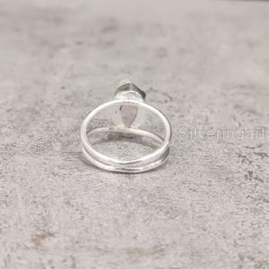 Bijoux en pierre brute bague pour femme Quartz Rose brut naturel pierre précieuse pierre de naissance d'avril bijoux à double bande bague en argent Sterling 925 - Product Image 5