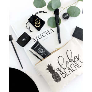Aloha Beaches Cotton Canvas Cosmetic Organizer Bag Eco-Friendly <b>Portable</b> Makeup Bag Custom Logo Featuring Fruit Pattern Casual - Product Image 3