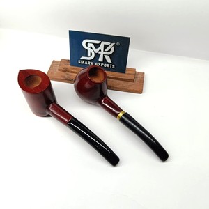 Juego de Pipas de Tabaco de Madera Tradicionales, Hechas a Mano, Acabado Pulido, Cuenco Profundo, Tallo Curvo, Reutilizables, Ecológicas y Duraderas - Product Image 1