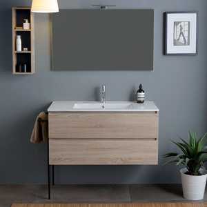 Belize 100CM 2-Drawer Cabinet with <b>Sink</b> 100X60 Mirror Black Towel <b>Rack</b> Bathroom Sets - Product Image 2