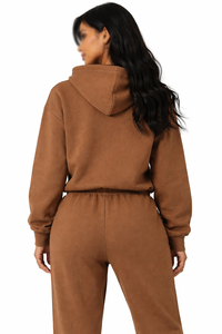 Custom <b>Women</b> 100% Cotton <b>Fleece</b> Hooded Tracksuit Sets Oversized Sweatshirt & Jogger <b>Pants</b> Casual Wear OEM Wholesale - Product Image 2