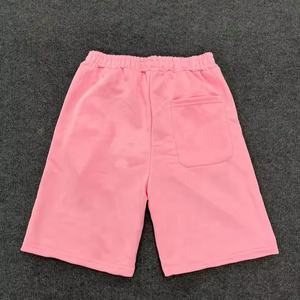 กางเกงขาสั้นผู้ชายทำจากผ้าขนสัตว์โพลีเอสเตอร์สีทึบปักลายแบบลำลอง100% จำนวนมากมีสายรัดเอวยางยืดใส่สบาย - Product Image 3