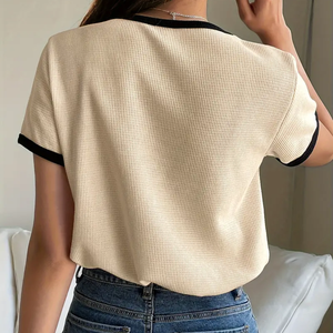 2023 estilo verano Mujer Camiseta cómoda promocional buena calidad señoras jóvenes ropa Casual cantidad de Vietnam - Product Image 2