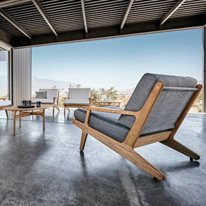 Fauteuil Simple Minimaliste Meubles de Jardin en Bois de Teck-Garçon - Product Image 4