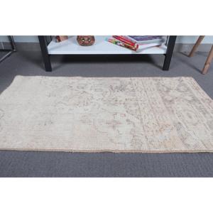 Turkish Vintage Rug, 1.7x3.2 ft Small Rug, <b>Brown</b> Gray Ombr <b>Wool</b> Rug - Product Image 4
