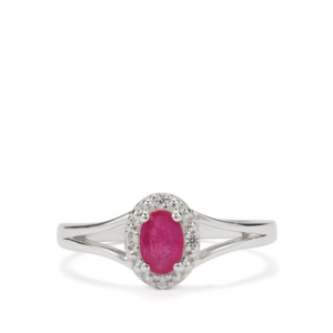 Bague en rubis du Kenya 0,59 ct avec zircon blanc, plaqué rhodium, argent sterling, bijoux géométriques en pierres précieuses - Product Image 2