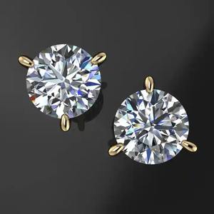 Pendientes de Lujo con Baño de Oro de 14K y Diamante de Laboratorio de 1CT, Estilo Vintage, Certificado IGI, para Bodas, Fiestas o Regalos - Product Image 1