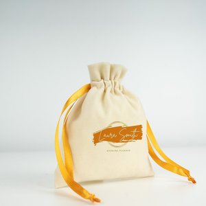 Personalized Orange Velvet Rose <b>Drawstring</b> <b>Pouch</b> with Screen Printing Recyclable for Gems Jewelry or Gifts-4 X 5 Inches - Product Image 6