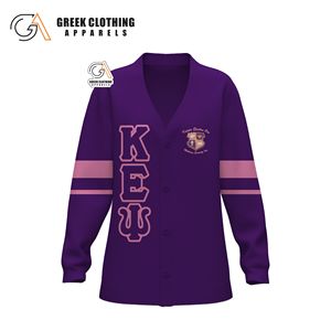customized 2011 Sorority Kapa Epsilon Psi Knit <b>Cardigan</b> V neck Acrylic <b>Women</b> Sweater Greek Royal Pink <b>Purple</b> Chenille embroidery - Product Image 4