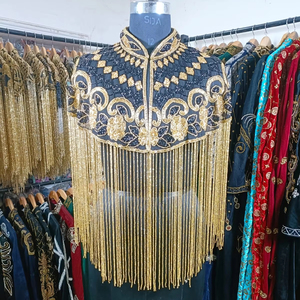 ผ้าคลุมเบอร์เลสก์ปักเลื่อมประดับด้วยลูกปัดและไข่มุกที่สวยงามสง่างามเสื้อคลุมคอแต่งทรงตรงยาวถึงพื้น - Product Image 1