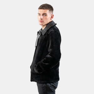 Chaqueta Bomber de cuero informal para hombre, piel de oveja, cierre de cremallera, cuello vuelto, talla extra, chaqueta de otoño para motocicleta, gruesa teñida - Product Image 3