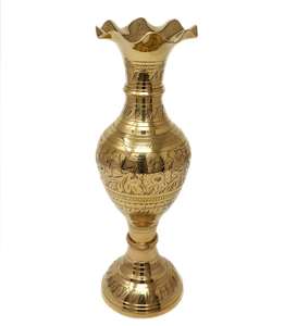 Florero de latón con diseño floral en relieve, decoración de lujo para el hogar, acabado brillante, precio directo de fábrica, alta calidad - Product Image 2