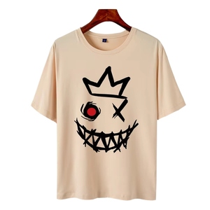 Camiseta deportiva de punto para hombre con cuello redondo de poliéster 100% al por mayor 180 gramos Vintage Digital impreso personaje suelto corto en blanco - Product Image 6
