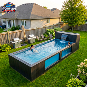 Outdoor Ready Freestanding Swim SPA <b>Pool</b> Rectangular Luxury Above Ground Fiberglass Swimming <b>Pool</b> - Product Image 3