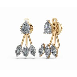 Pendientes de Diseño de Alta Calidad en Oro de 18 Quilates con Triángulo de Marquise y Pera, Joyería Cultivada en Laboratorio, Venta al por Mayor B2B para Exportación - Product Image 5