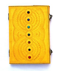 Unique Wicca Grimoire Art Journal Seven Stone Design Dream Leather con hilo de bloqueo Sillín Costura Encuadernación en espiral - Product Image 3