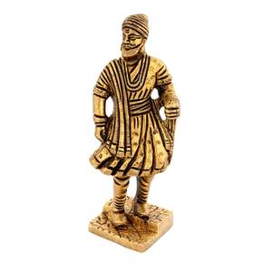 Estatua de latón Chhatrapati Shivaji Maharaj, decoración antigua, color dorado, 220 GM - Product Image 6